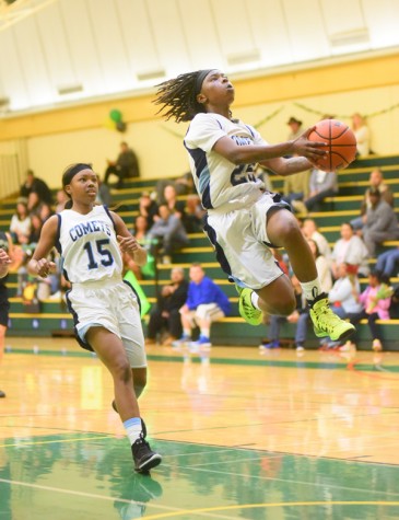 Comet guard Ahjahna Coleman  leaps for a lay up during CCC’s 66-56 loss to the Storm at Napa Valley College on Friday.