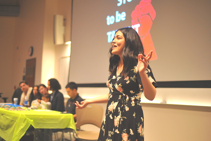 Guest speaker Katherine Garcia shares how La Raza studies helped her to pursue her passion in theater during the La Raza Studies student panel.