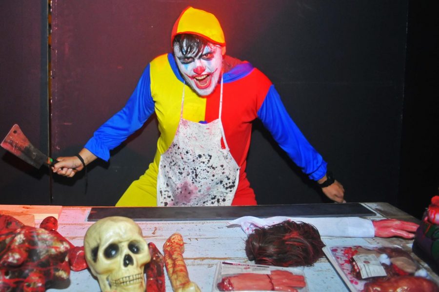 The first scare spot of the carnival scream house was a greeting desk manned by a killer clown with a knife in the Knox Center on Tuesday.