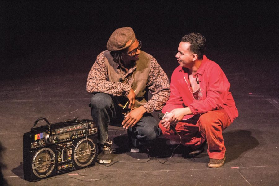 RIGHT:
Umi Grant (left) and Oz Herrera-Sobal (right) perform a scene from “How We Got On.” The play is nominated for presentation at the Kennedy Center
American College Theater Festival in Spokane, Washington. The festival will take place Feb. 19-23.