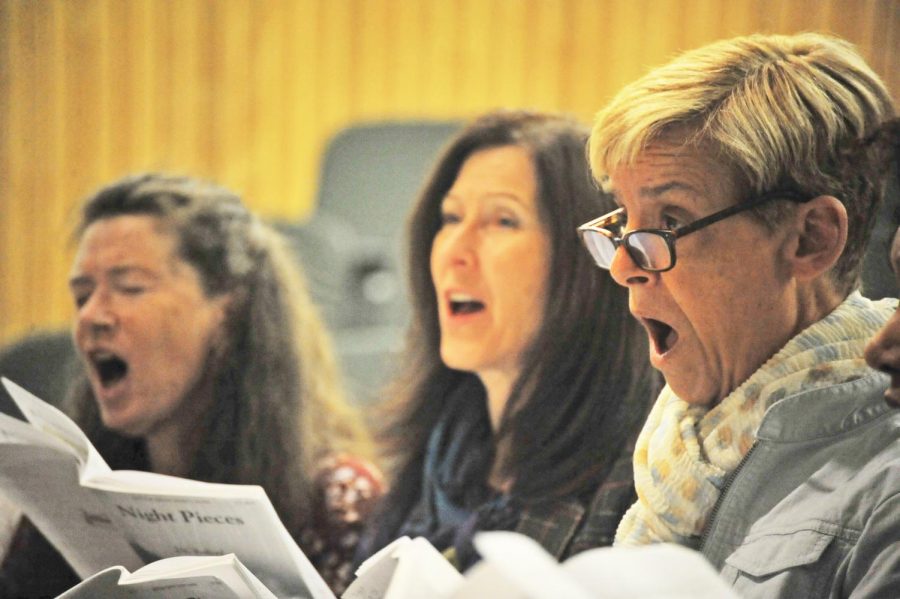 Chamber singer Laura Krast (right) sings during a recent rehearsal. The Contra Costa Singers’ will perform at Carnegie Hall during Gotham Sings!, an annual performance series that showcases choirs, orchestras, bands and music programs.  