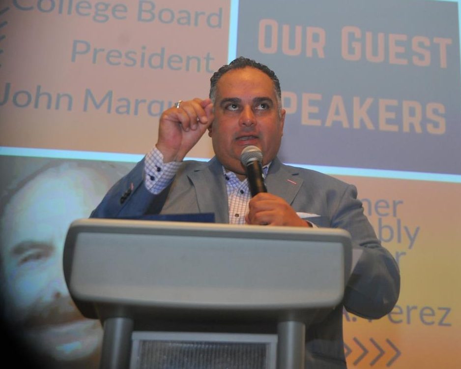 Former state Assembly speaker John Perez urges youth to get involved in the voting process before the age of 21 during a voter education summit in GE-225 lecture hall on Saturday.