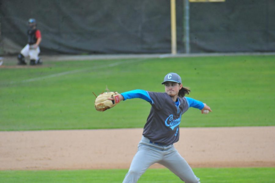 Contra Costa College pitcher 
Conner Rudy throws a pitch during the first inning of the Comets’ 6-3 win against Los Medanos College on March 7 at the Baseball Field. 
