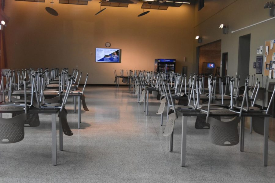 The Student Dining Hall remains empty as Contra Costa Community College District campuses are closed due to Coronavirus concerns.