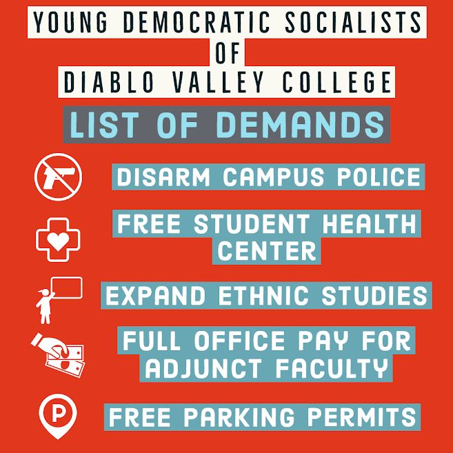 The+Diablo+Valley+College+chapter+of+the+Young+Democratic+Socialists+of+America+have+released+their+list+of+demands+to+the+District+Office.+