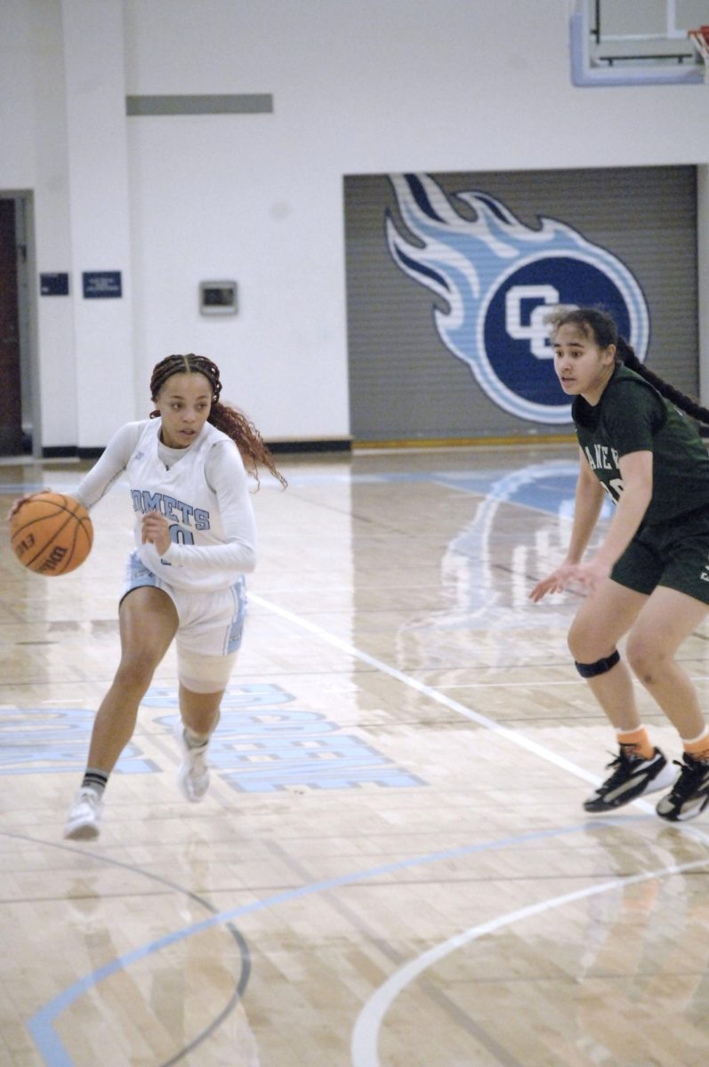 Lady Comet player, # 10 drives through Laneys defense during the Contra Costa College vs. Laney College game at San Pablo, CA, on Thursday, February 22, 2024. 
