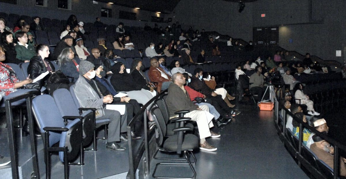 The audience gives the guest speakers their undivided attention during the 25th Anniversary Community Celebrating, African Heritage Month, “Cultural Art: From Classical Africa to the Americas” at Contra Costa College in San Pablo, CA, Thursday, Feb. 8, 2024.