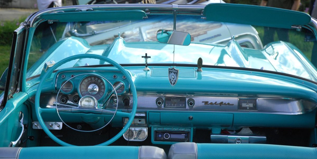 An interior view inside a lowrider in the car show during the American Homeboy event in the Knox Performing Arts Center at Contra Costa College in San Pablo, CA, on Friday, April 12, 2024.