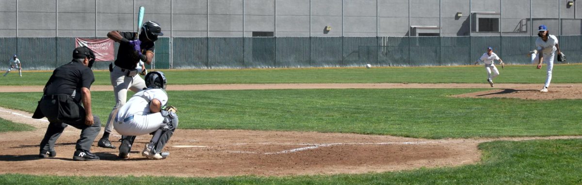 Contra Costa College player, Robert Crivello gives us a moment in time, in a split second. Contra Costa College, Men’s Baseball game vs. Los Medanos College, San Pablo Ca 11 March 2024 