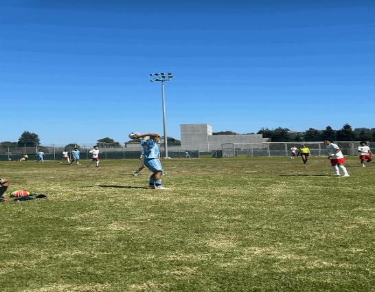 Thet Niang takes a throw-in during Contra Costa College men’s soccer game against City College of San Francisco in a home game on Friday, Aug 30, 2024 in San Pablo, Calif. The Comets lost 4-0 against San Francisco. 