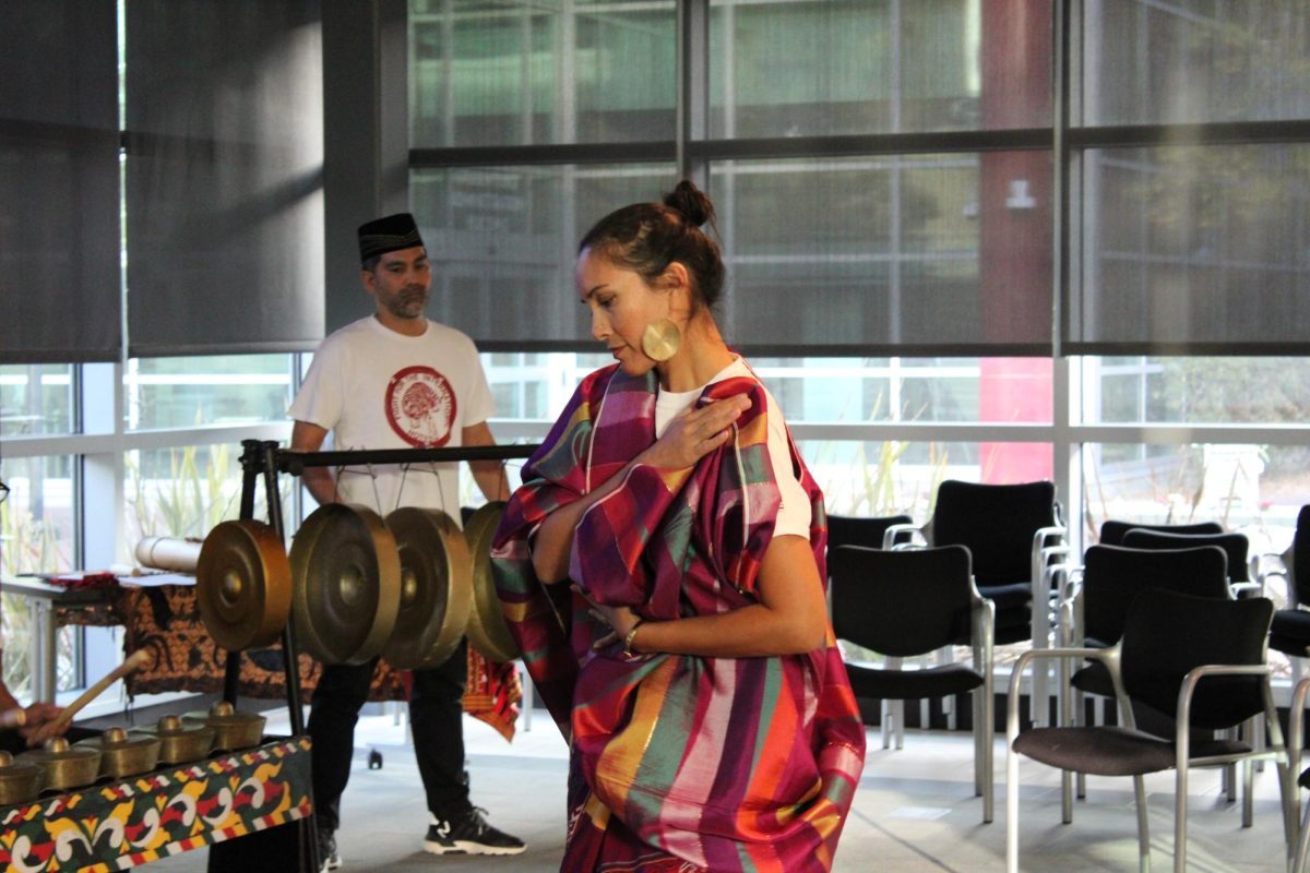 Camille Santana performing the T'Boli Folk dances in the Fireside hall at Contra Costa College, San Pablo, Calif. on Oct. 30, 2024