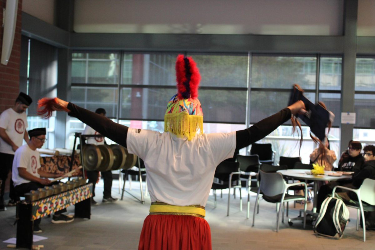 Manilatown performer doing the Sagayan Dance in the Fireside hall at Contra Costa College, San Pablo, Calif. on Oct. 30, 2024