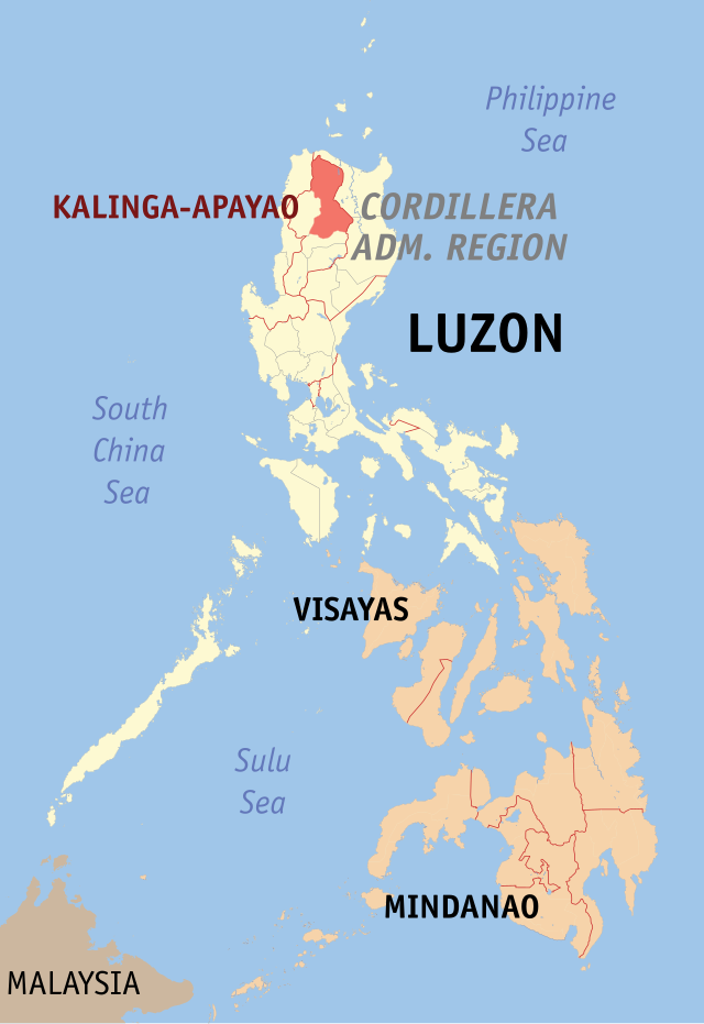 Map of the Philippines showing the location of the former province of Kalinga-Apayao. Photo Courtesy of under Hueman1 under a CC license provided by Wikimedia commons 