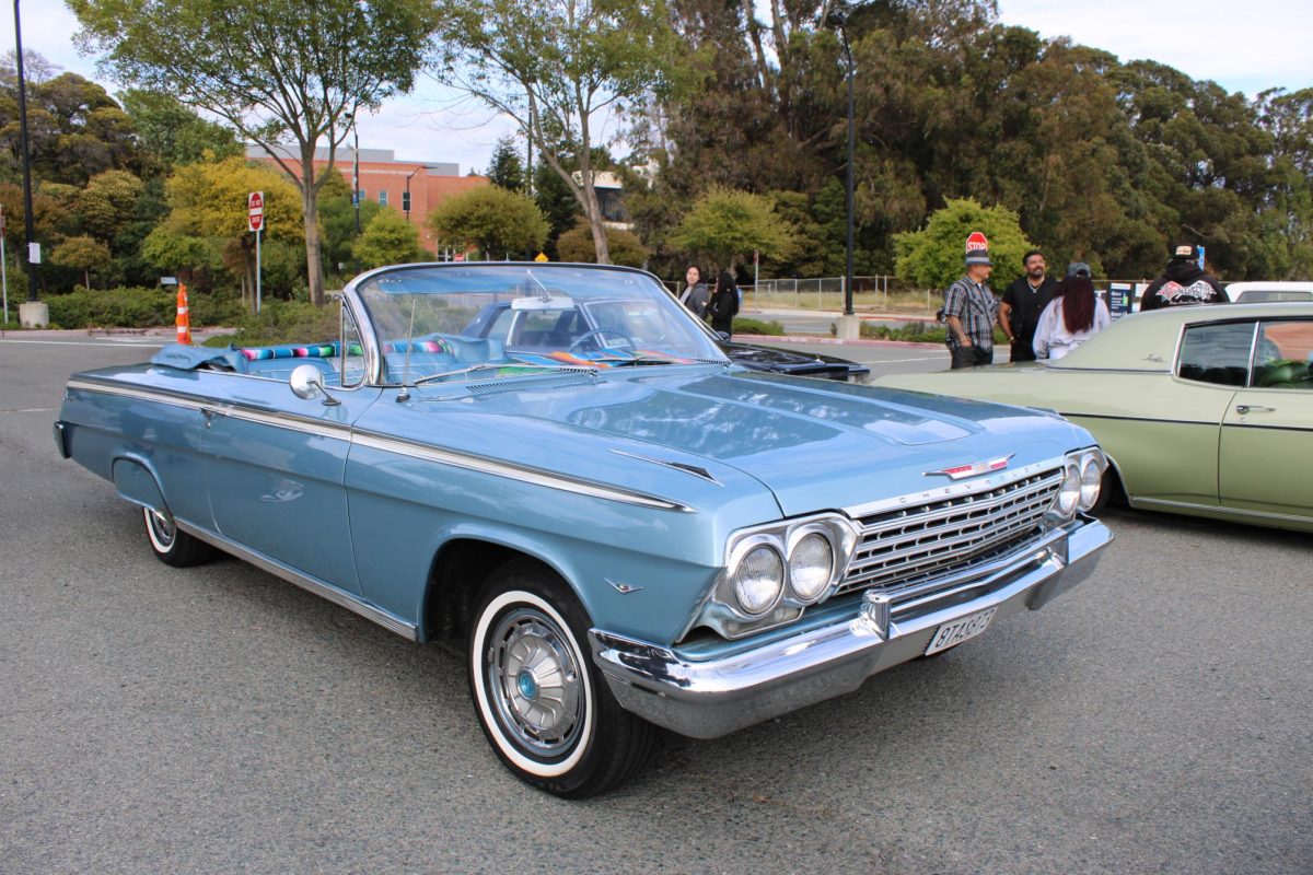 1960  light blue Chevy Impala convertible 