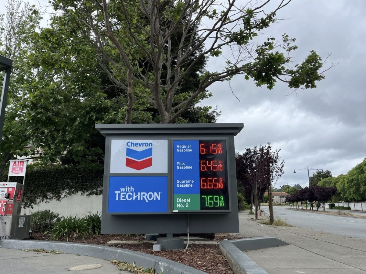 Chevron Gas station prices on El Portal Dr, San Pablo on Wednesday April 1, 2026. (Tal Betser/ The Advocate )
